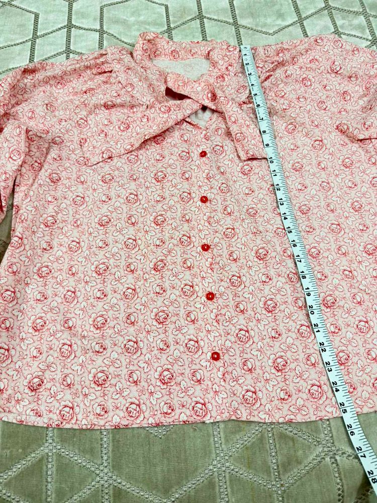 Pink Floral Print Button-Up