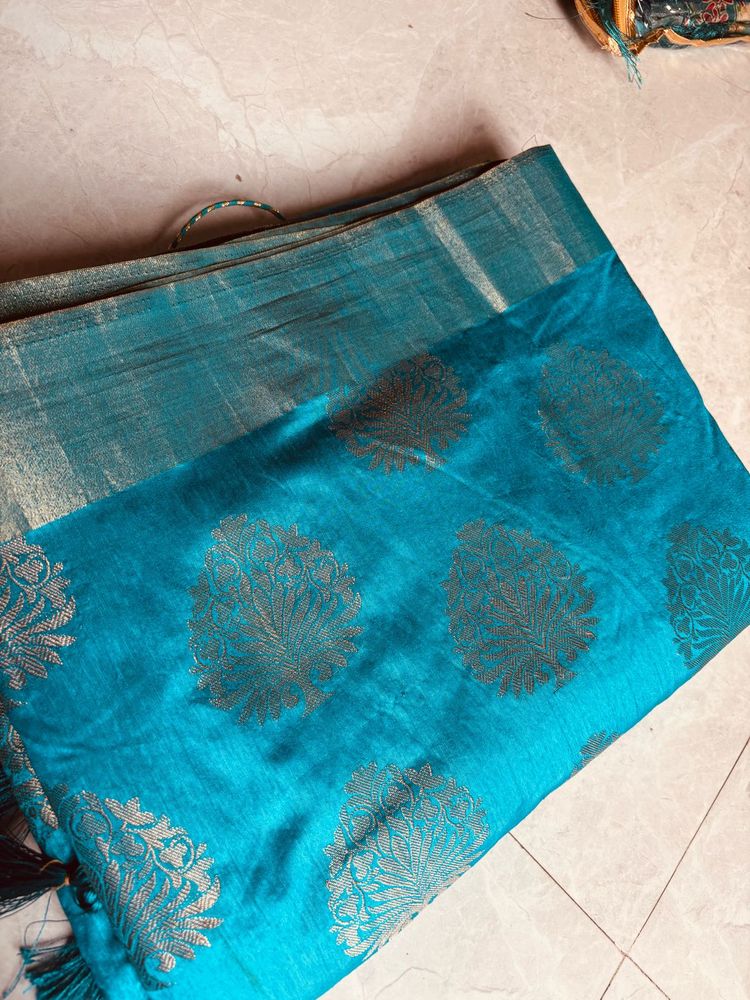 Teal Banarasi Silk Saree