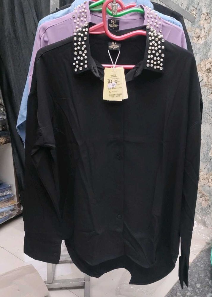 Stylish Black Embellished Shirt