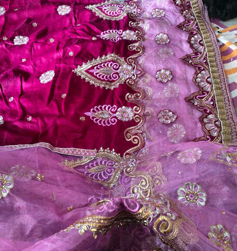 Embroidery heavy work saree