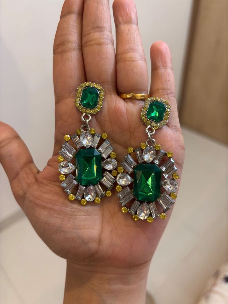 Stunning Emerald Green Statement Earrings