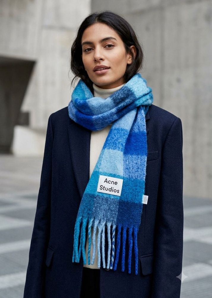 Acne Studios Blue Plaid Scarf