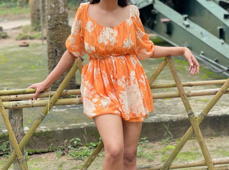Quirky Orange Playsuit