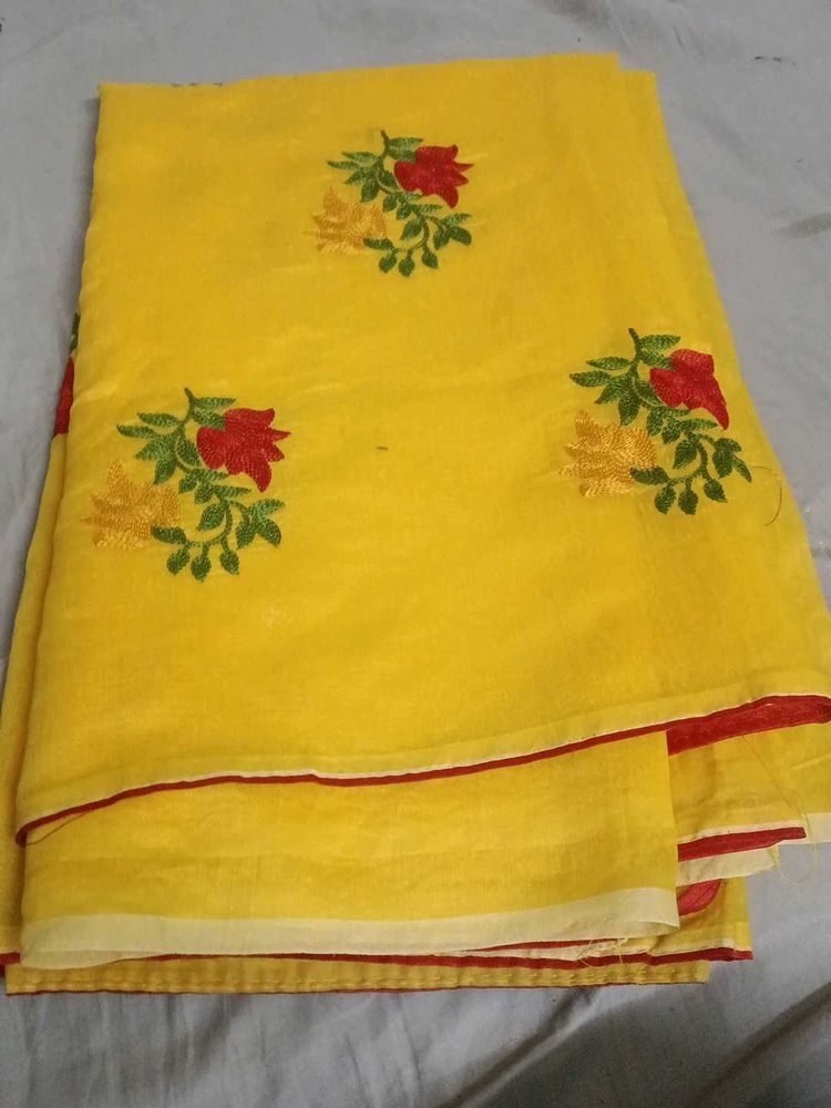 Yellow Embroidered Saree