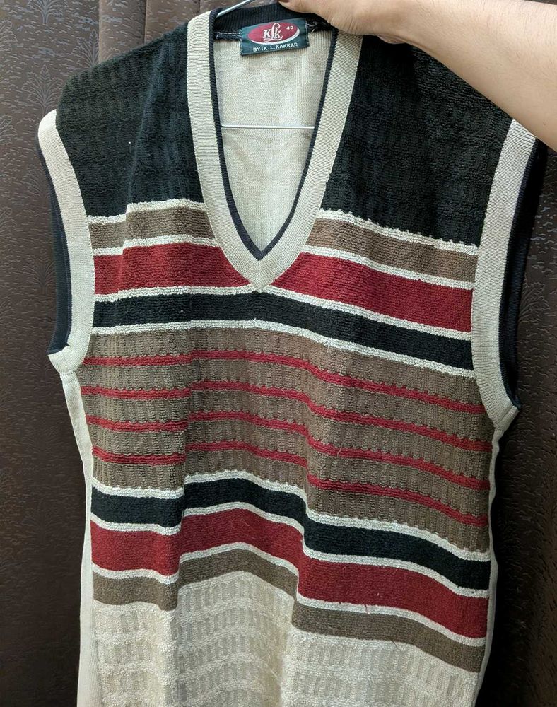 Men's Striped V-Neck Sweater Vest