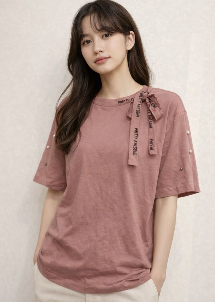 Chic Pearl Embellished T-Shirt