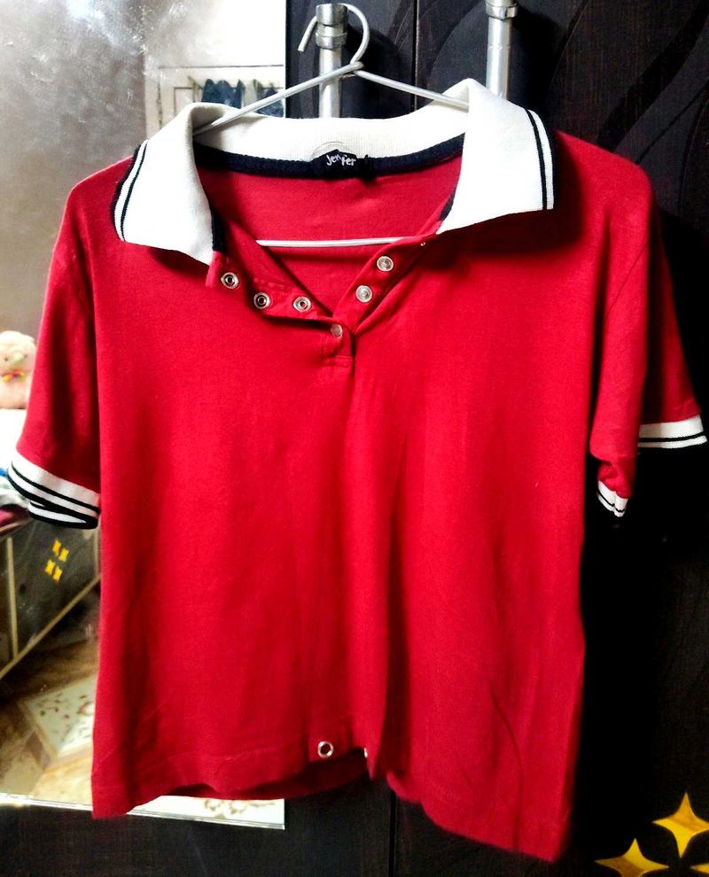 Red Collared Polo T-Shirt