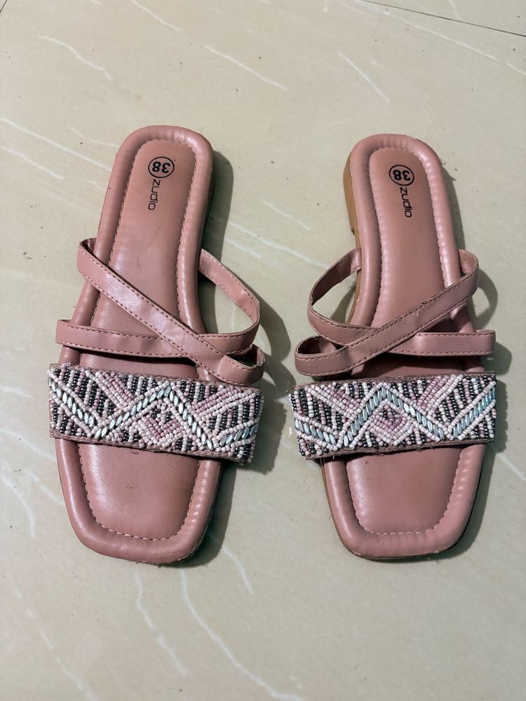 Stylish Beaded Flat Sandals