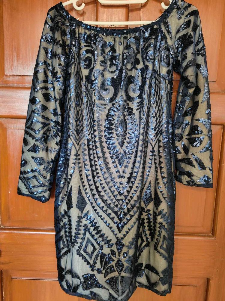 Sequin Off-Shoulder Mini Dress