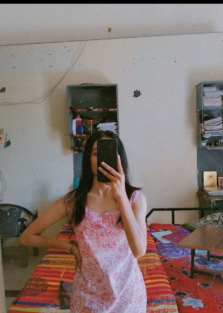 Pink Floral Print Kurta