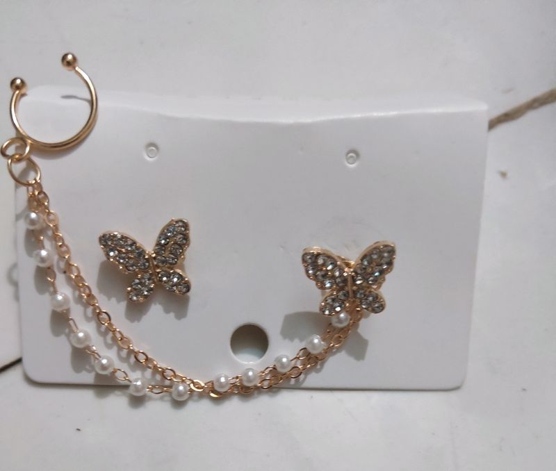 Butterfly Ear Cuff &amp; Stud Set