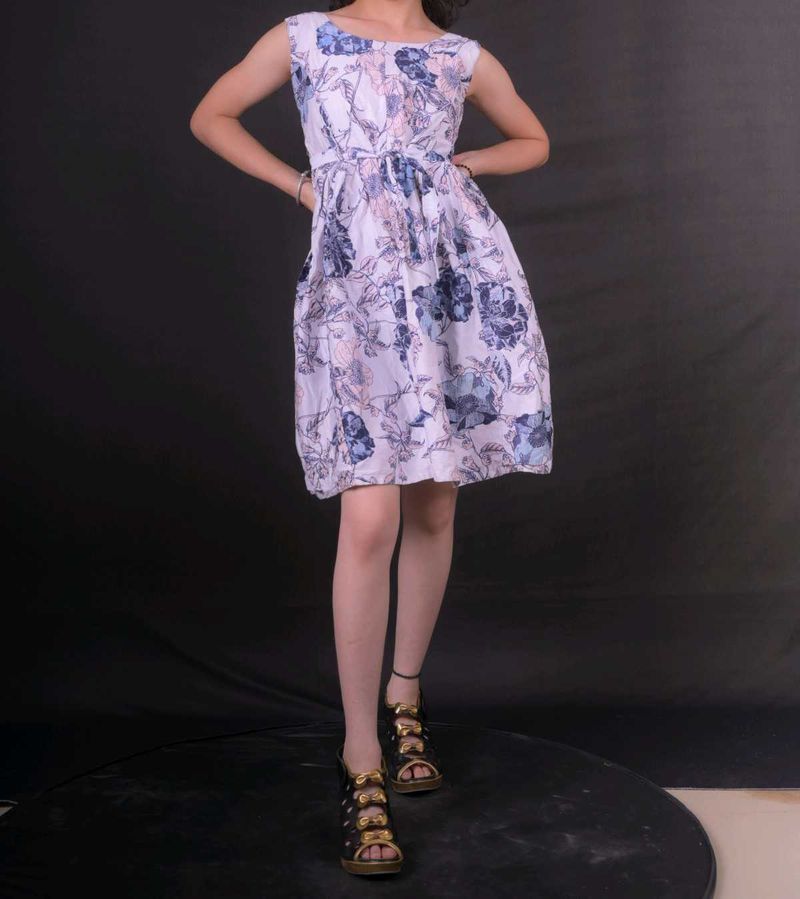 Combo Floral Print Sleeveless Dress