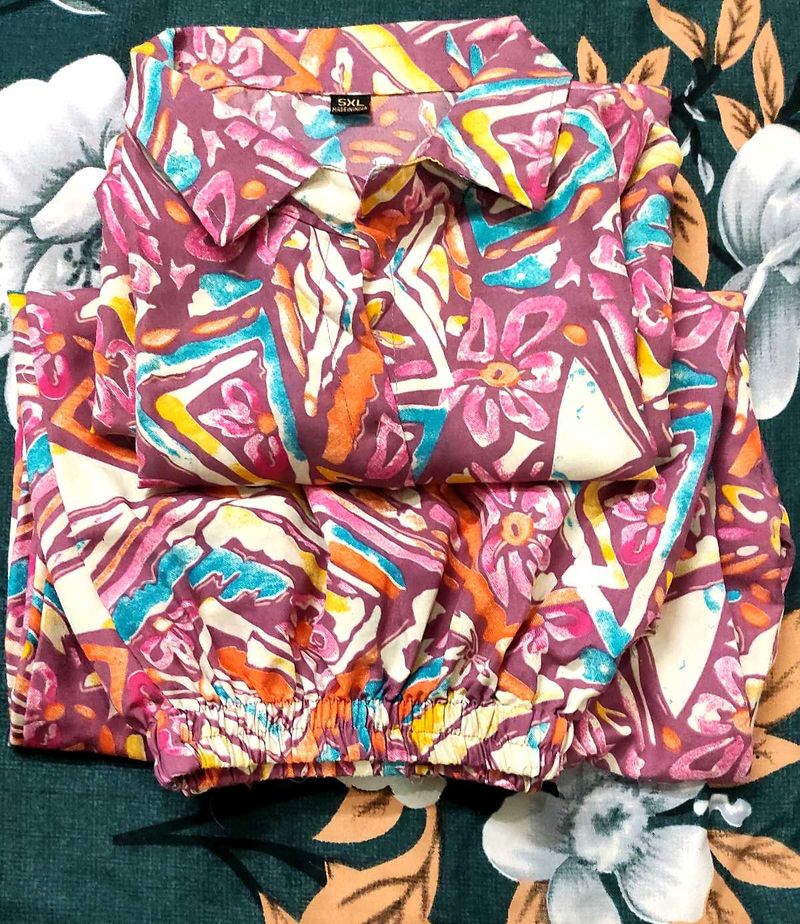 5XL Colorful Patterned Pajama Set