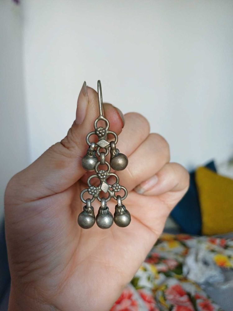 Brass handmade Unique Silver Dangle Earrings