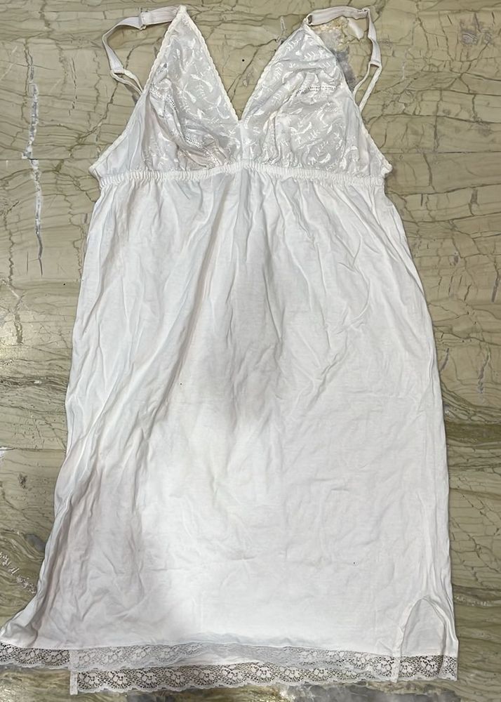 White Lace Trim Camisole Slip