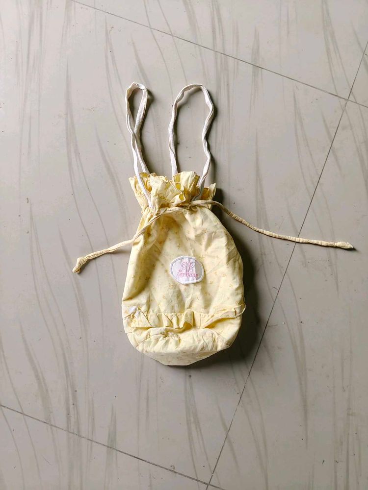 Cute Yellow Polka Dot Drawstring Pouch