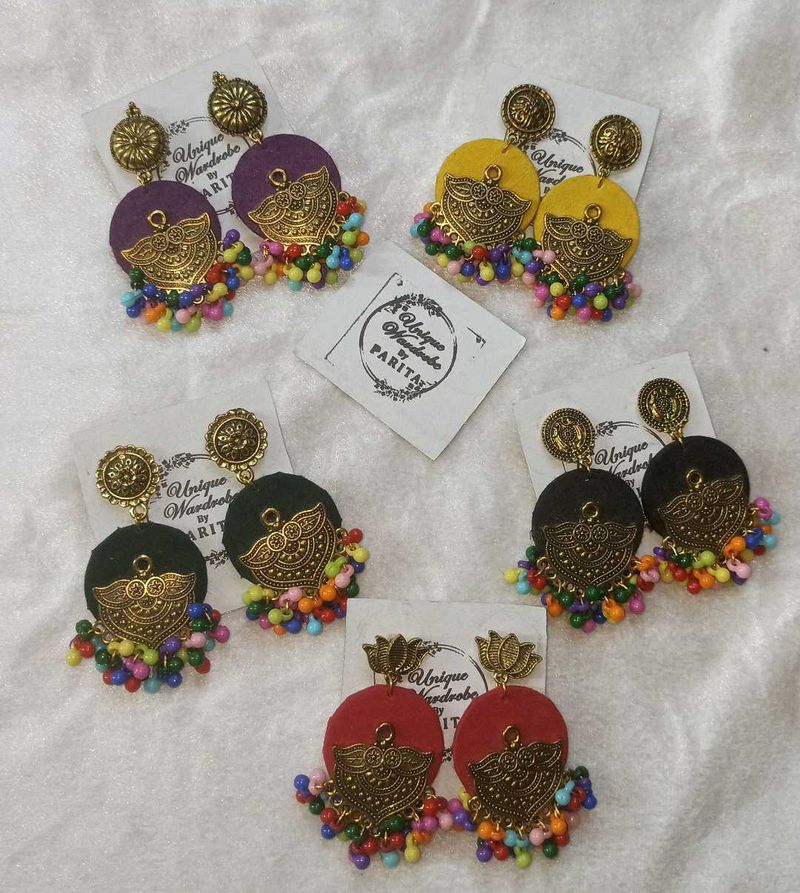 Boho Jhumka Earrings  (Combo of 5)