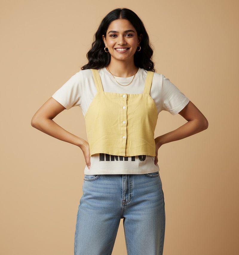 Yellow Sleeveless Crop Top
