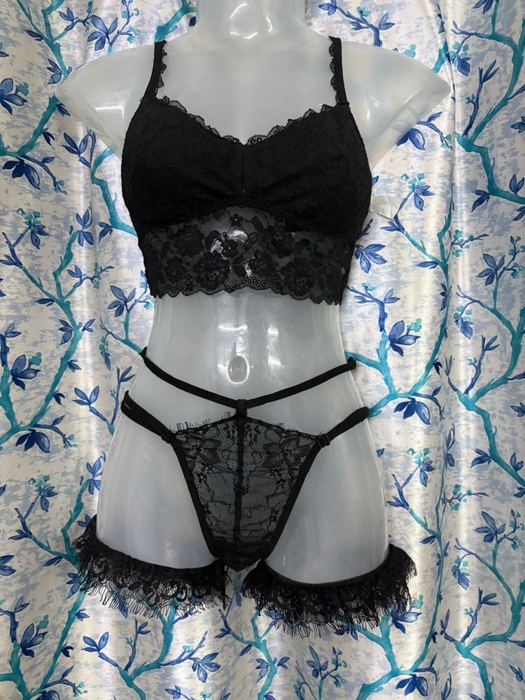 Lacy Lingerie Set Midnight Black
