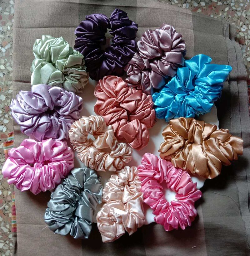 Satin Scrunchie Bundle - pack of 6  random colours