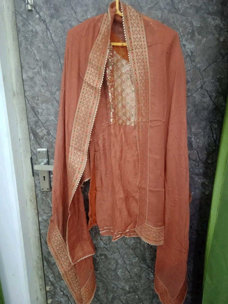 Elegant Orange Kurta Set with Dupatta