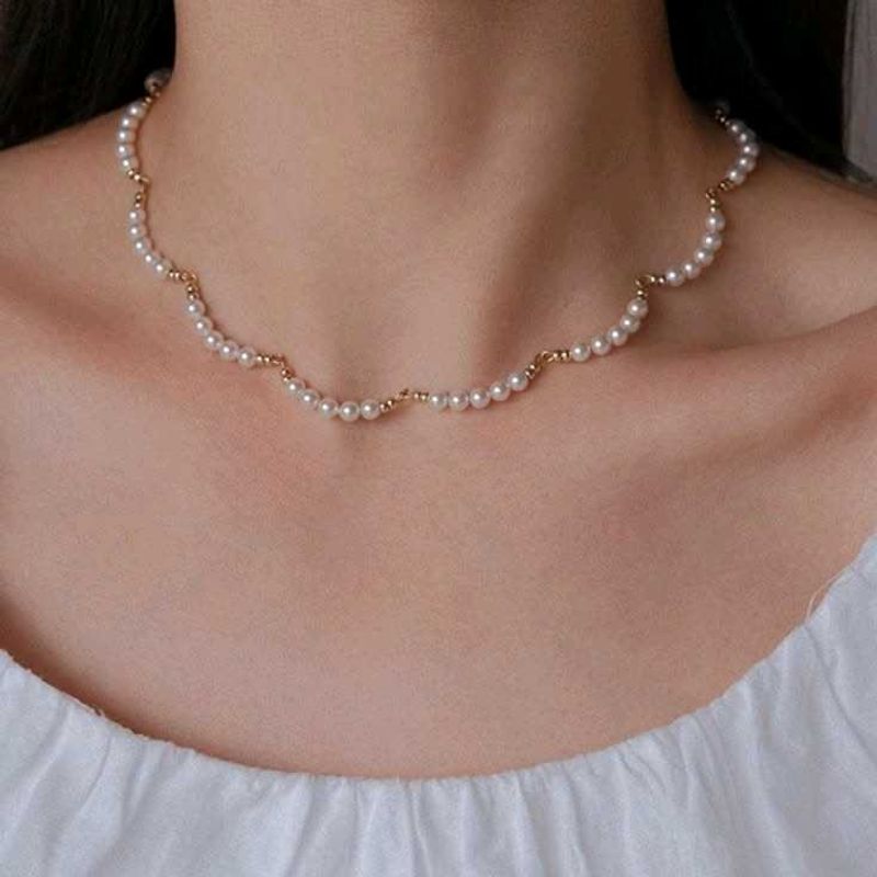 ✨ Handmade Pearl Wave Necklace ✨