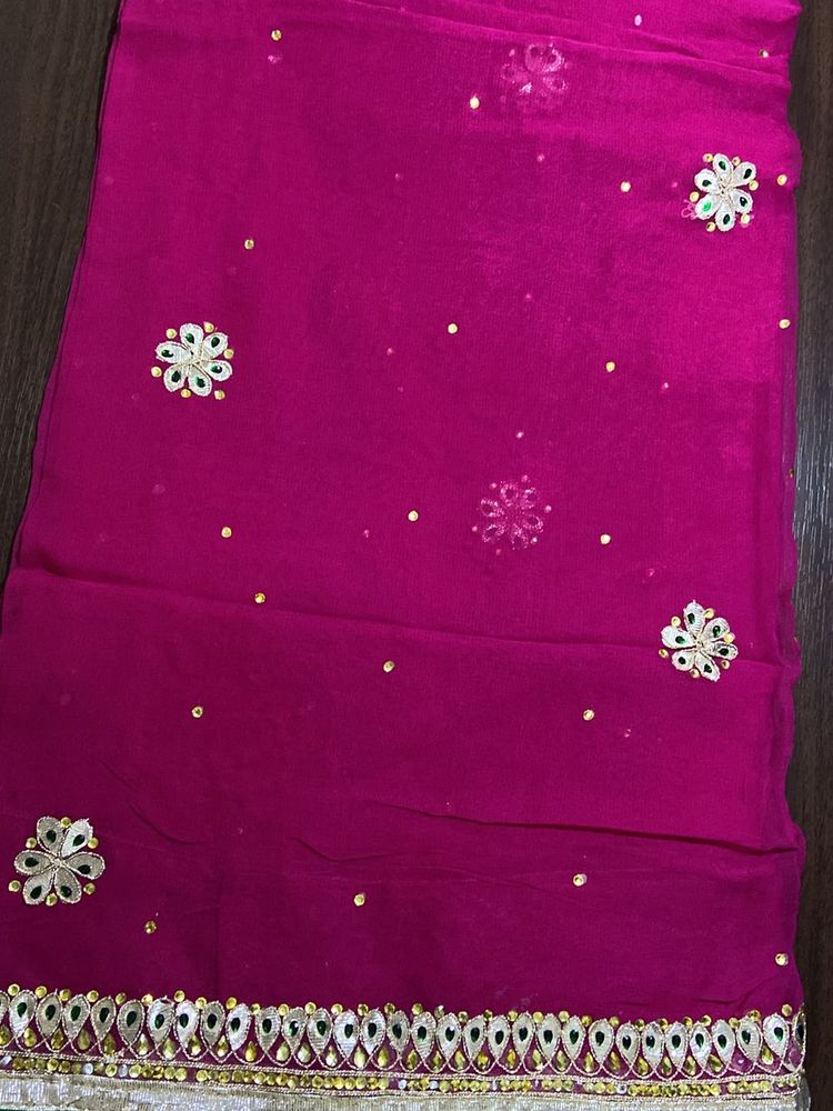 Rajasthani Rajputana Gotapatti Rani Pink Saree