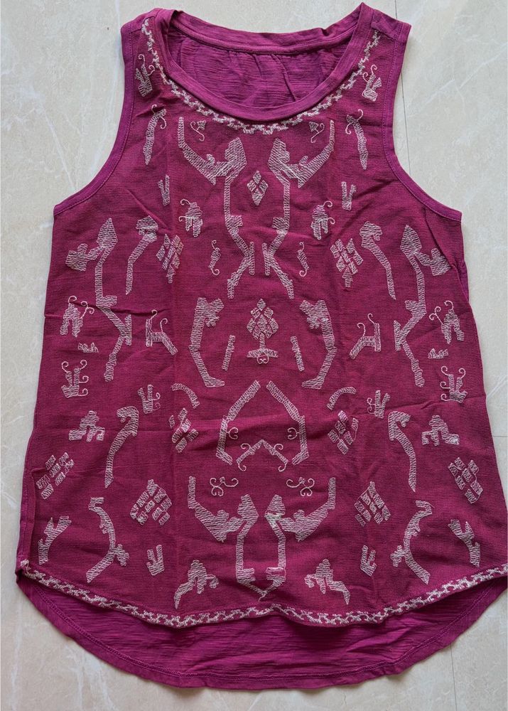 Embroidered Sleeveless Top
