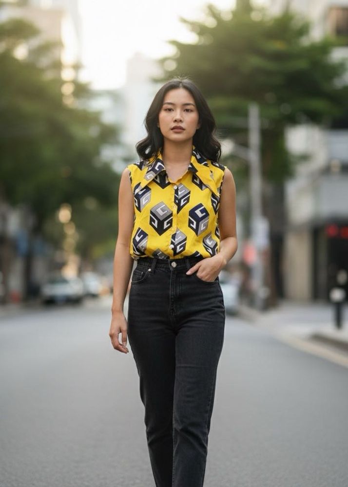 Yellow Geometric Top