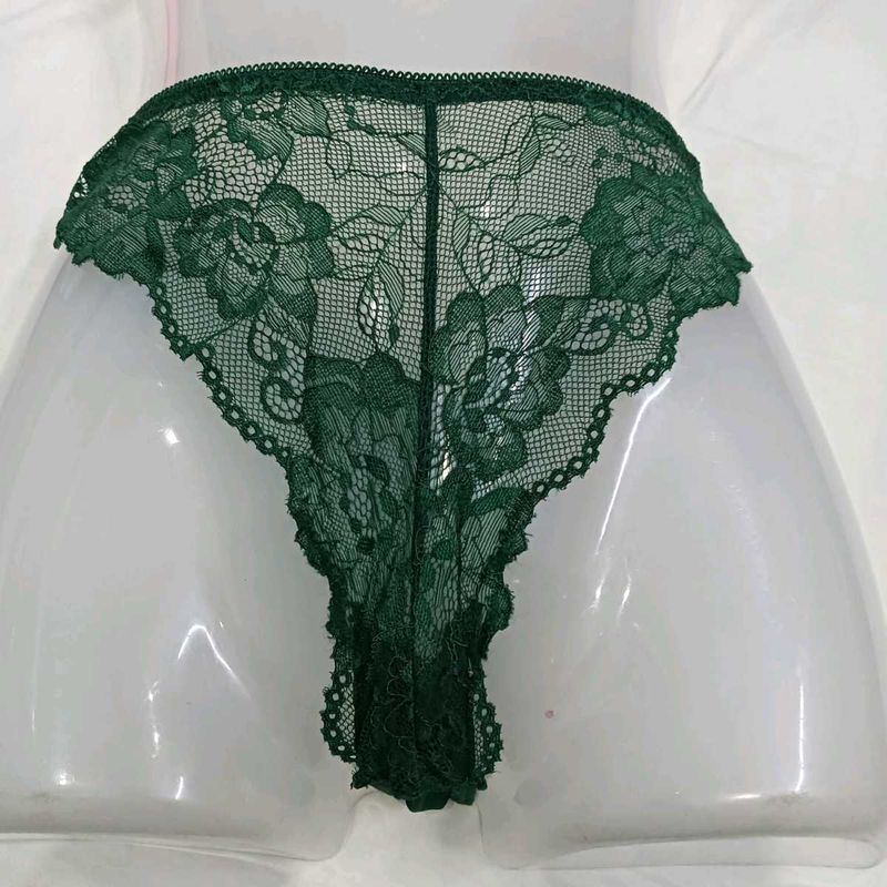 🪔 Elegant Green Lace Briefs