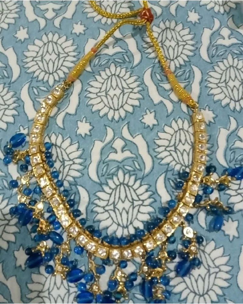 Stunning Blue &amp; Gold Statement Necklace