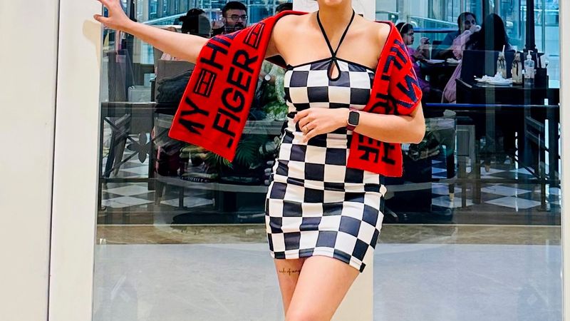 SSS Checkerboard Halter Neck Mini Dress