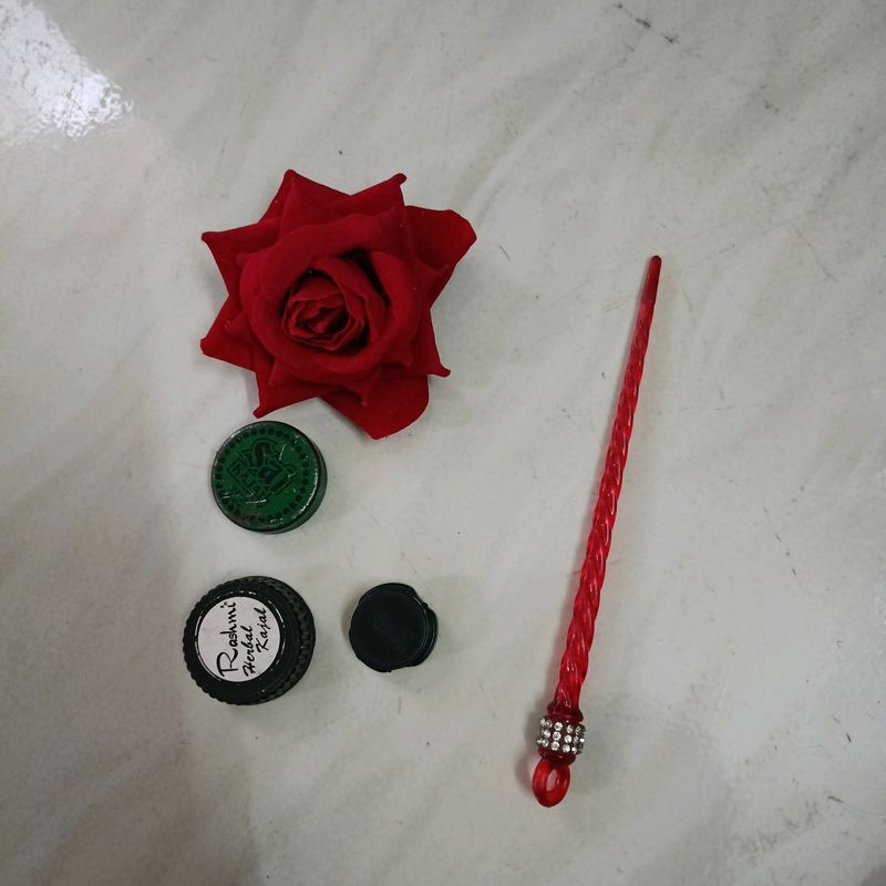 Kajal,Hair Stick &amp; Rose Pin