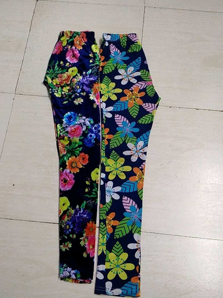 Floral Print Leggings Set Of Two