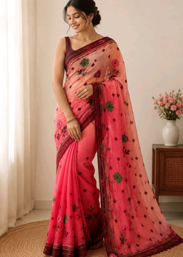 Beautifu new work  Saree