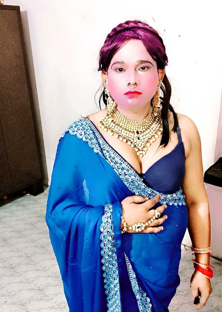 Vibrant Blue Embellished Saree
