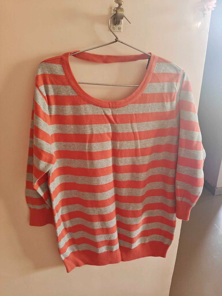 Striped 3/4 Sleeve Sweater