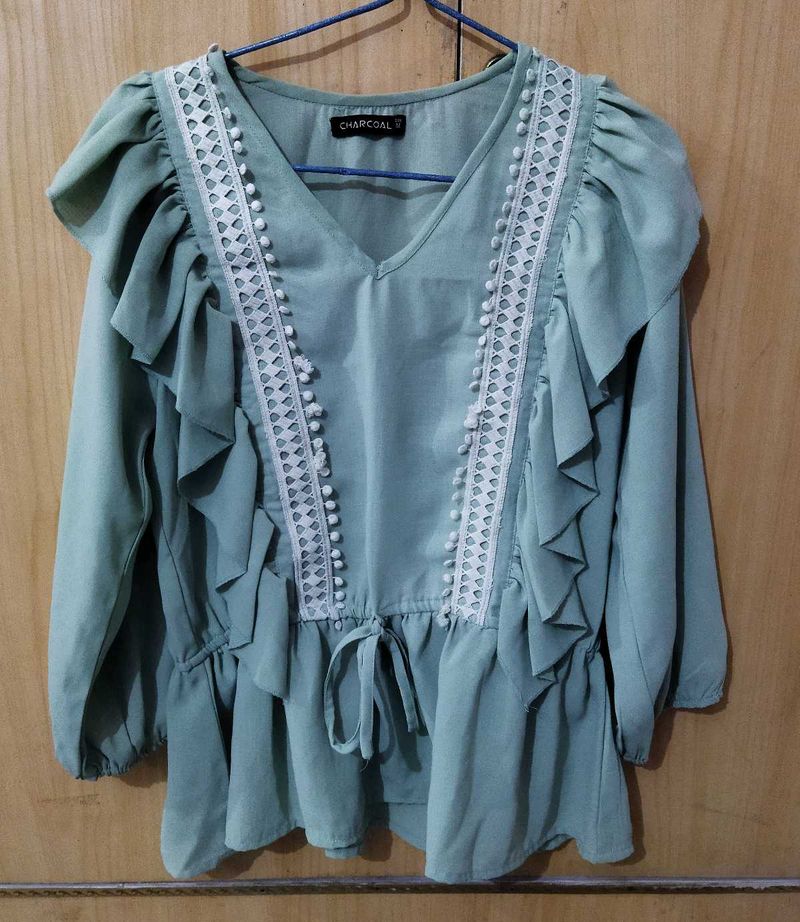 Chic Ruffled V-Neck Top