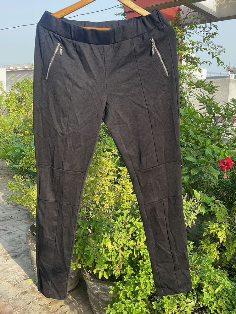 Black Joggers with Zipper Detail