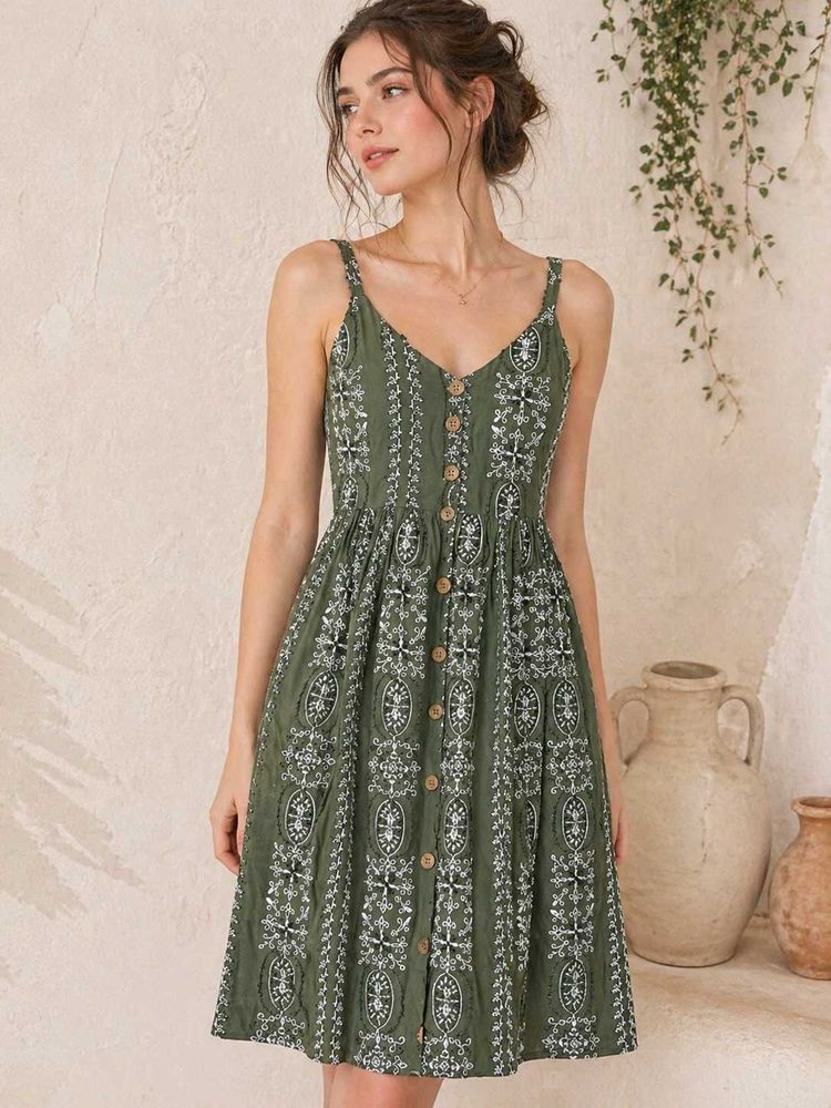 Boho Olive Green Maxi long Dress cottagecore