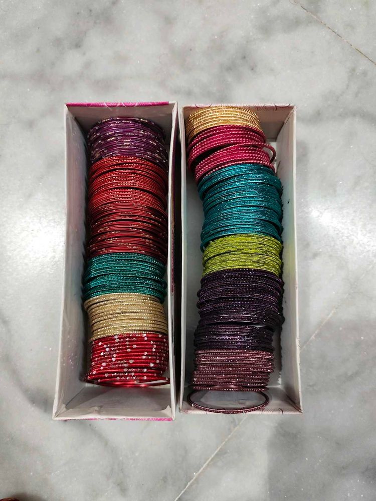 Vibrant Stack of Metal bangles