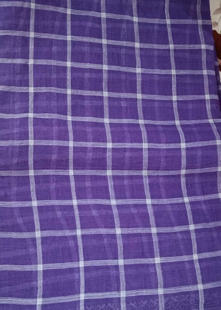 Elegant Purple Checkered Saree