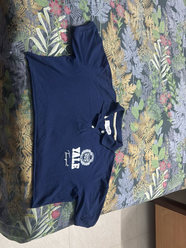 Navy Blue Yale cropped Polo T-Shirt