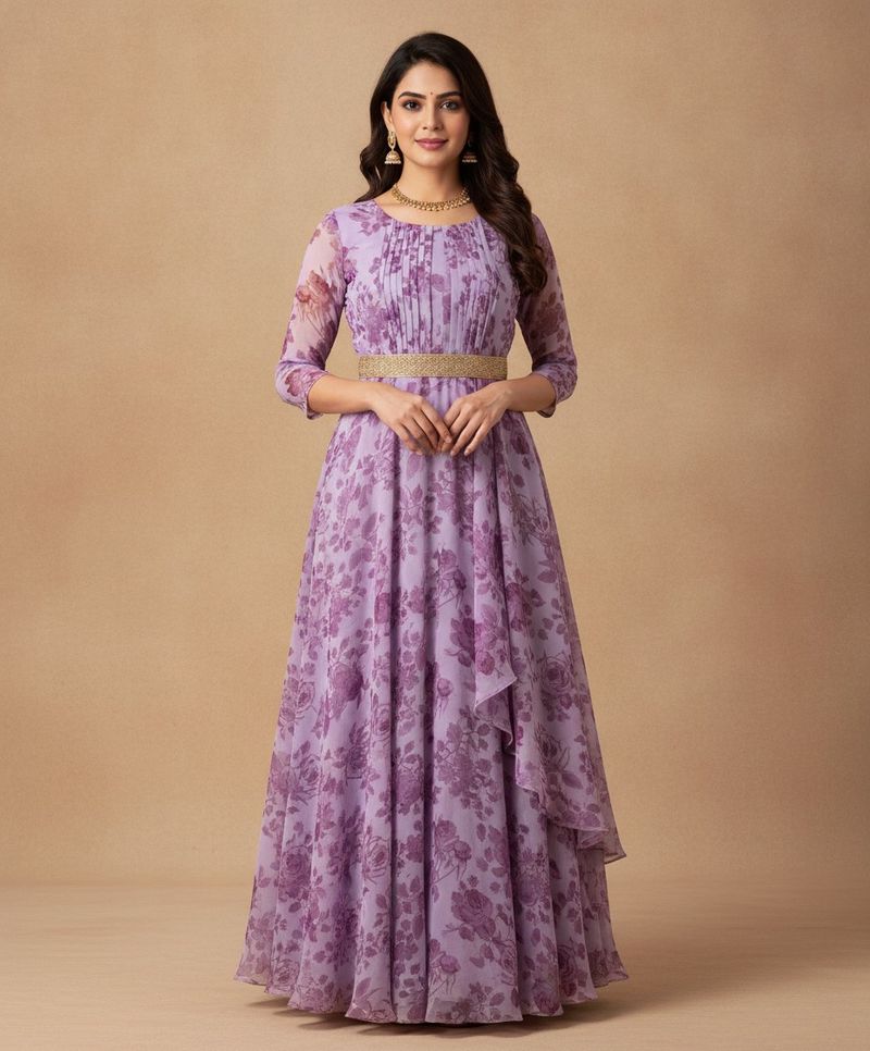 Elegant Lavender Floral Gown
