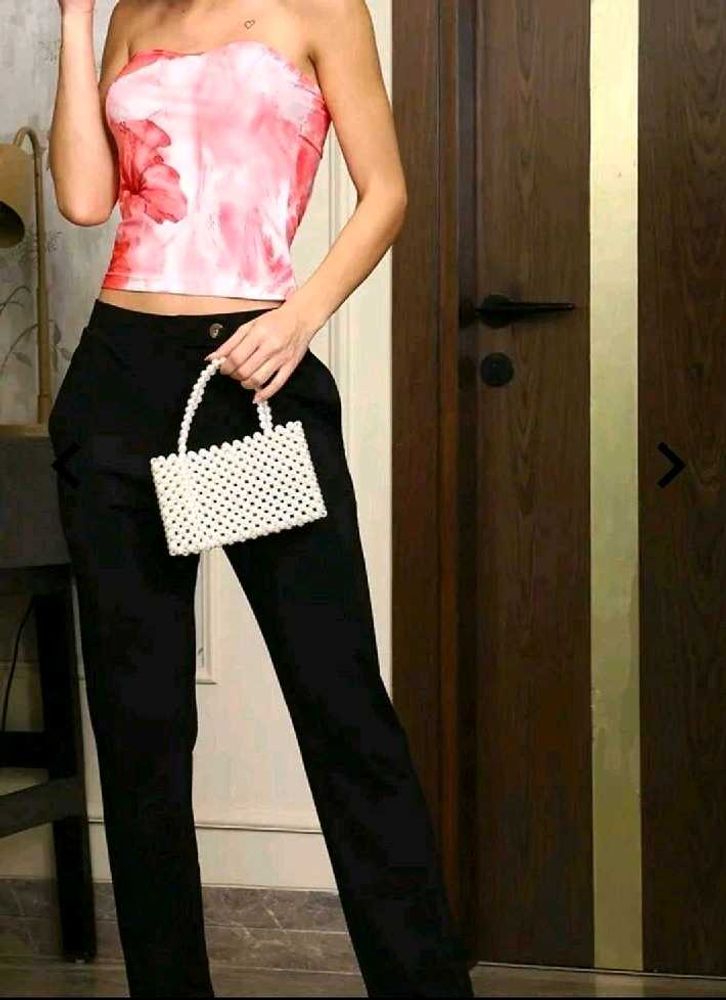 Straight Fit Full Length Black Pant With Pockets