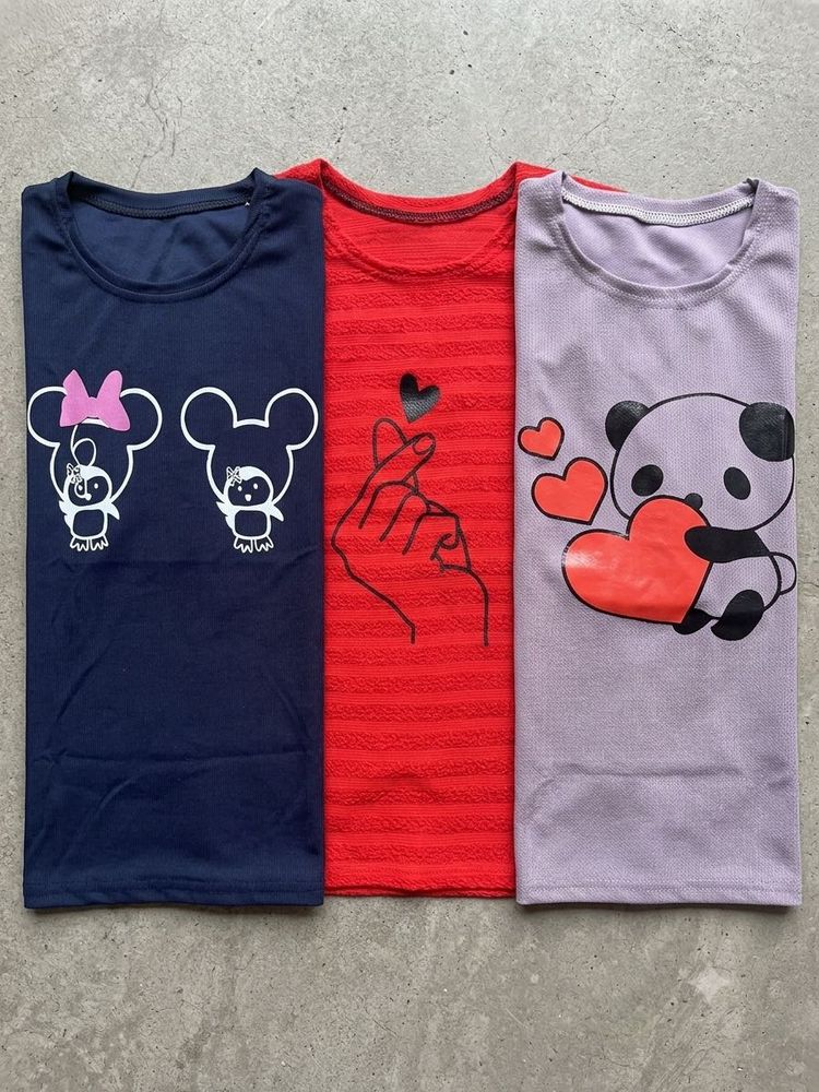 Cute Navy Blue T-Shirt with Cartoon Print