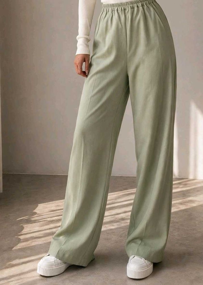 Sage Green Wide Leg Trousers