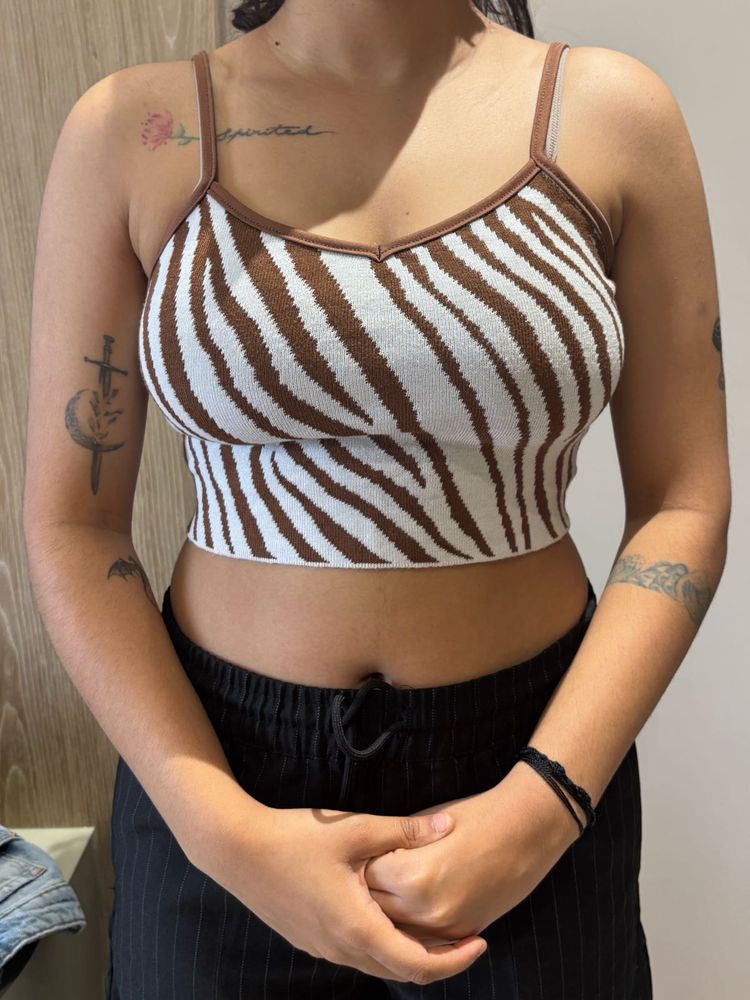 Zebra Print Crop Tank Top