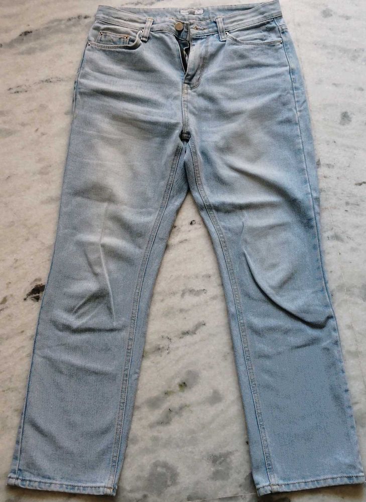 blue straight fit denim jeans