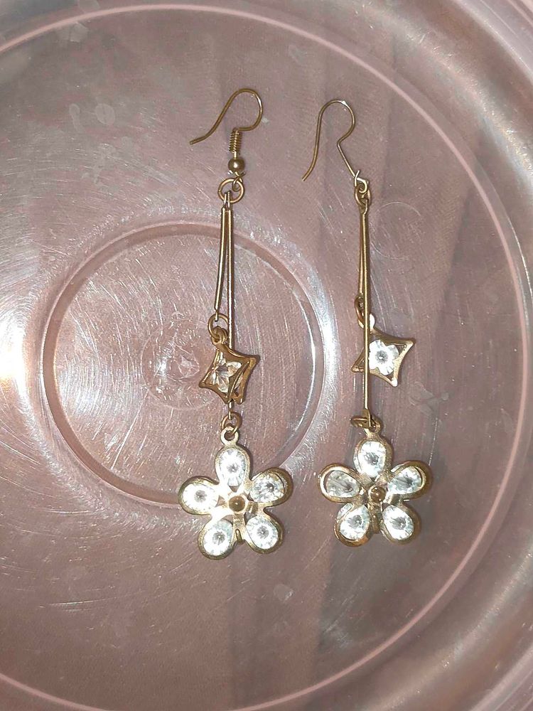 Elegant Drop Earrings with Flower Detail